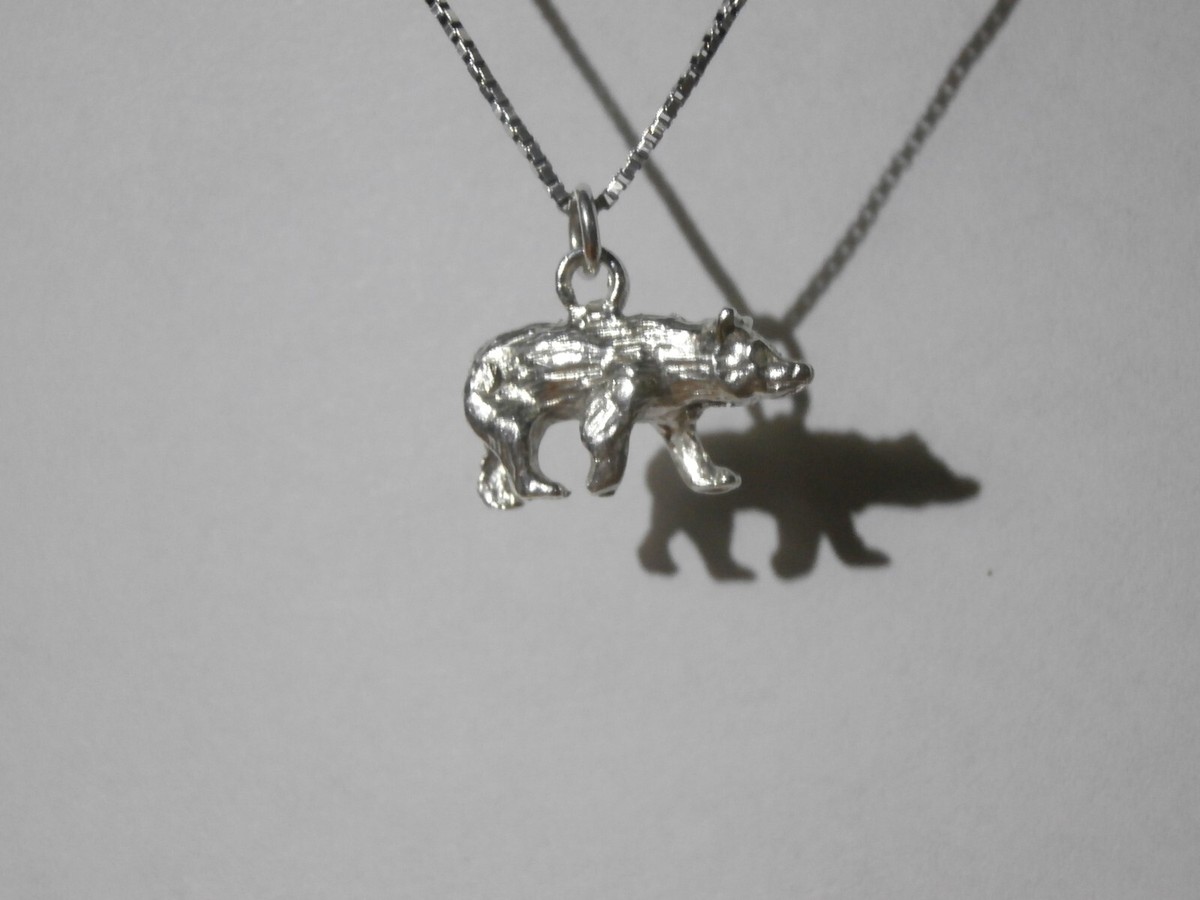 ◇BLACKPURPLE◇ Happy Bear Necklace Silver Sterling Silver Made in Colorado Native American Black Bear