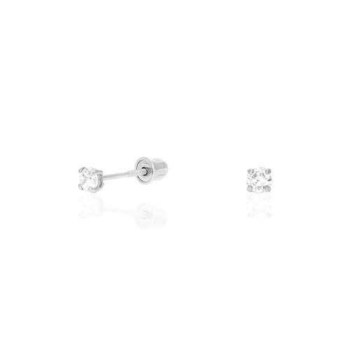 14k White Gold CZ Stud Screw Back Earrings 0.10Ct-4Ct - Picture 3 of 31