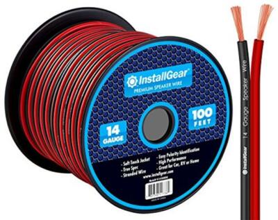 InstallGear 14 Gauge AWG 100ft Speaker Wire Cable - Red/Black 