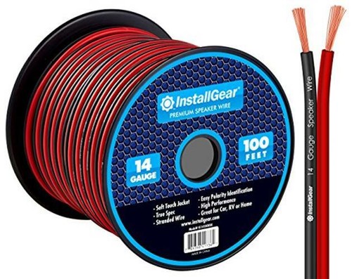 InstallGear 14 Gauge AWG 100ft Speaker Wire Cable - Red/Black 