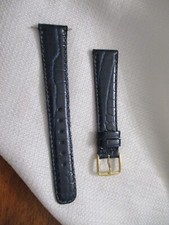 GenUINE leather watchstrap watch band strap 18 MM gold blue croco grain
