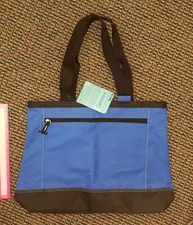NWT Gemline Utility Tote Bag Blue Black Nylon Straps Zip closure 20 W 14 H Shop