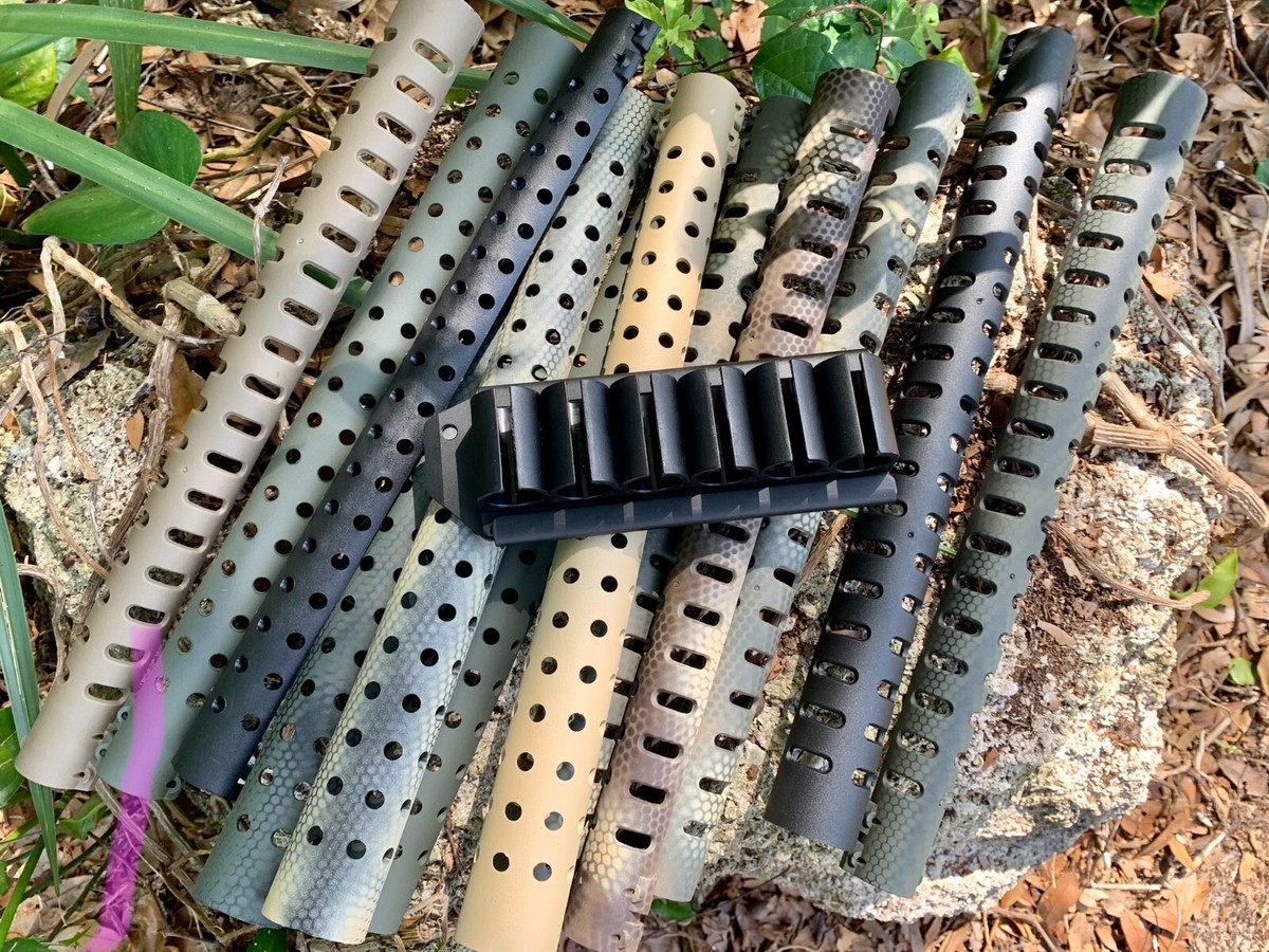 Custom HEAT SHIELD + Sidesaddle Mossberg 590 12 Ga Shotgun Shell