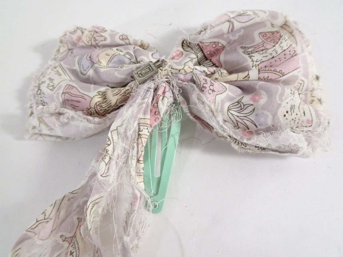 Dannijo Women\'s Alice Print Raw Edge Long Bow Hair Clip NWT 75 Pink Lavender Dannijo Women main image 4
