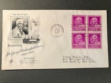 FDC, George Washington Carver, 1948, 3c, block (ArtCraft cachet)