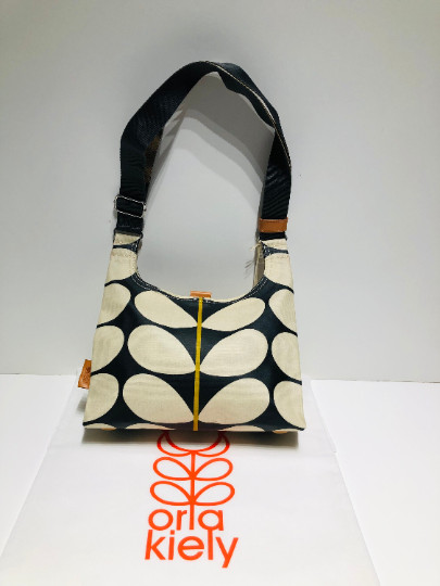 Orla Kiely Rare Cream Black Gold Solid Stem Midi Sling Crossbody