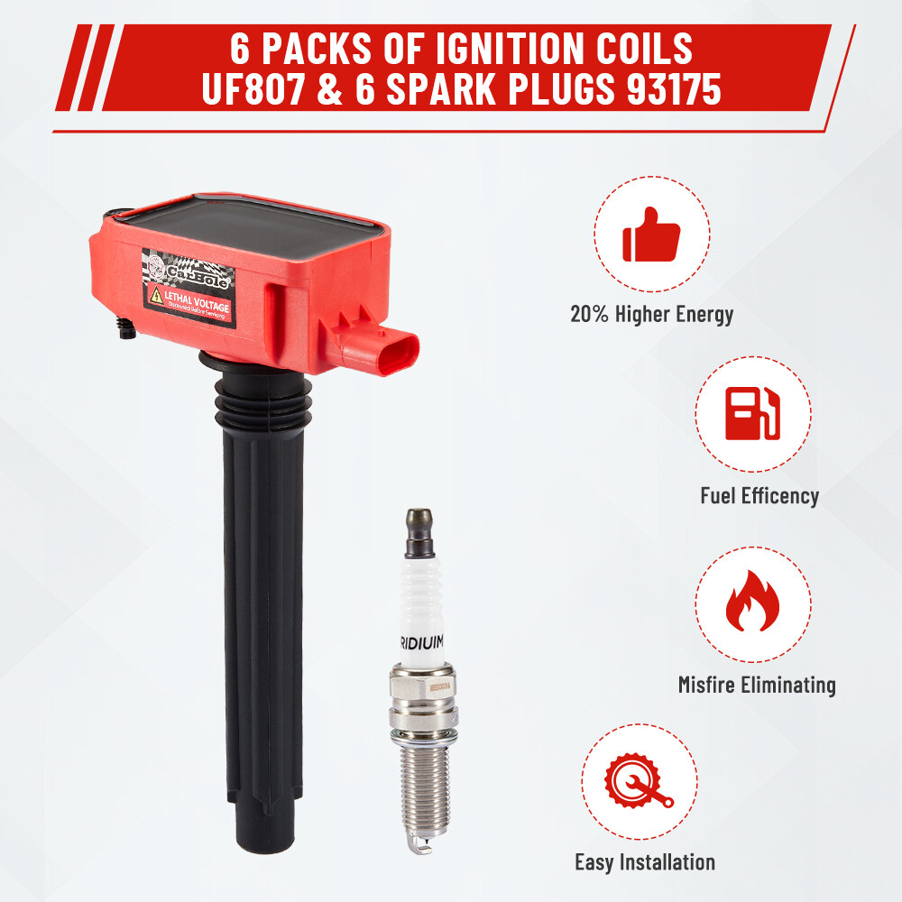 6 Ignition Coils + 6 Spark Plugs for 2016-2018 Jeep Grand Cherokee