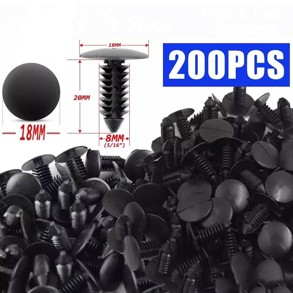 200X Auto Bumper Fastener Clips Plastic Rivets Retainer Push Pins