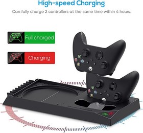 For Xbox Series X Vertical Stand,Cooling Fan+Controller charger+Game Storage