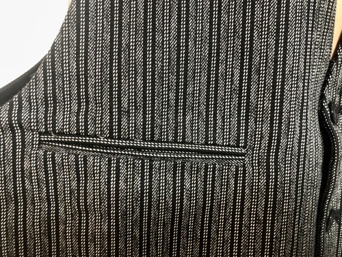 Simon James Cathcart Period Chore Style Waistcoat 44” Black Grey Stripe - Picture 3 of 9