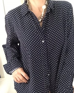 blue spotted blouse