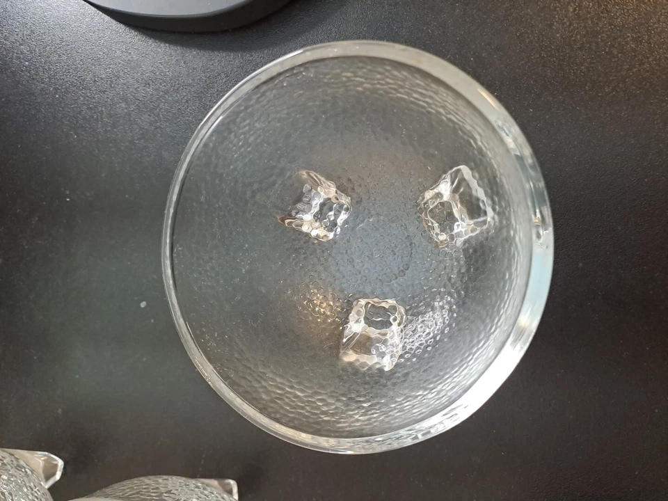 Set 4 Crisa Libbey Clear Glass Pebble Textured Footed Bowls Signed - Image 3 of 4