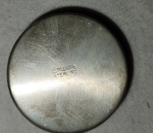 Vintage Sterling Empire Silver Pill Cosmetic Box Tin Cherub Tiny 1.5" - Picture 8 of 8