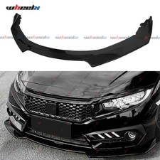 Glossy Black Front Bumper Lip Body Kit Spoiler Chin Pp For 2016-2021 Honda Civic Glossy Black Front Bumper Lip Body Kit Spoiler Chin Pp For 2016-2021 Honda Civic