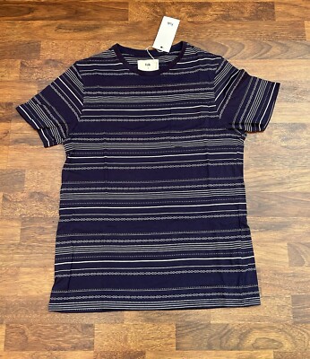 Folk Mira Extra Jacquard T-shirt In Navy Size 2 (s) NEW