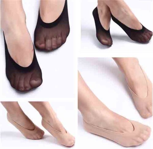 Women Ladies Shoe Liners Footsie Anti Slip Invisible Skin Thin Socks Foot 5Pairs - Picture 1 of 12