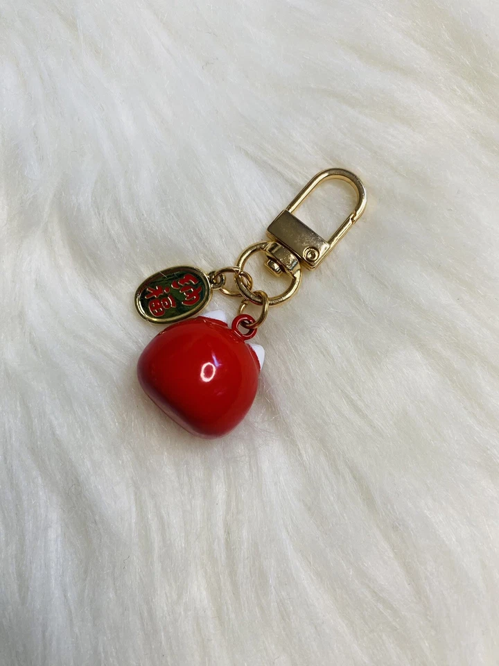 Japón Maneki Neko Gato de la Suerte Llavero Bolso Dije Campana Buena Suerte Fortuna Rojo Foto 2 de 3