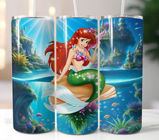 The Little Mermaid Ariel Tumbler 20oz Travel Mug Stainless Steel Cup Straw Lid