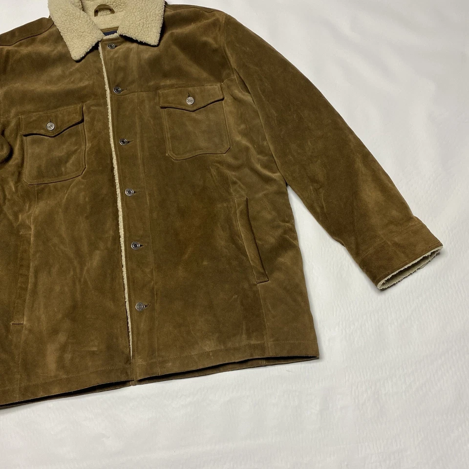 VTG Gap Suede Shirt Jacket Mens XL Shearling Lined Brown Shacket Yellowstone - Image 3 of 4