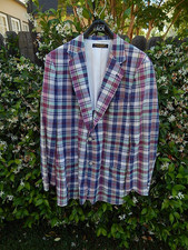 VINTAGE MADRAS SPORT COAT - BROOKS BROTHERS USA 46XL - CELEBRATE SPRING
