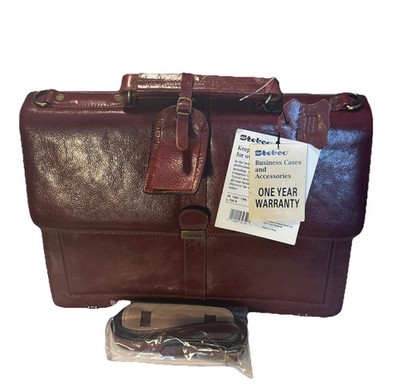 Briefcase STEBCO Textured Deep Buff Leather Attache Hard Shell Shoulder Bag