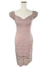 Express Mauve Lace Off The Shoulder Dress Size 8 Sweetheart Bodycon Midi