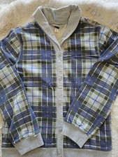 Boys Size 14 Tea Collection Blue And Green Plaid Cardigan