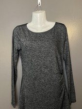 LOFT Dress Womens Small Gray Knit Long Sleeve Ruched Side Sheath Work Office