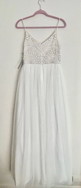 Adrianna Papell Violetta Ivory Pink Beaded Bodice Tulle Wedding Prom Dress NWT 8 - Image 4 of 4