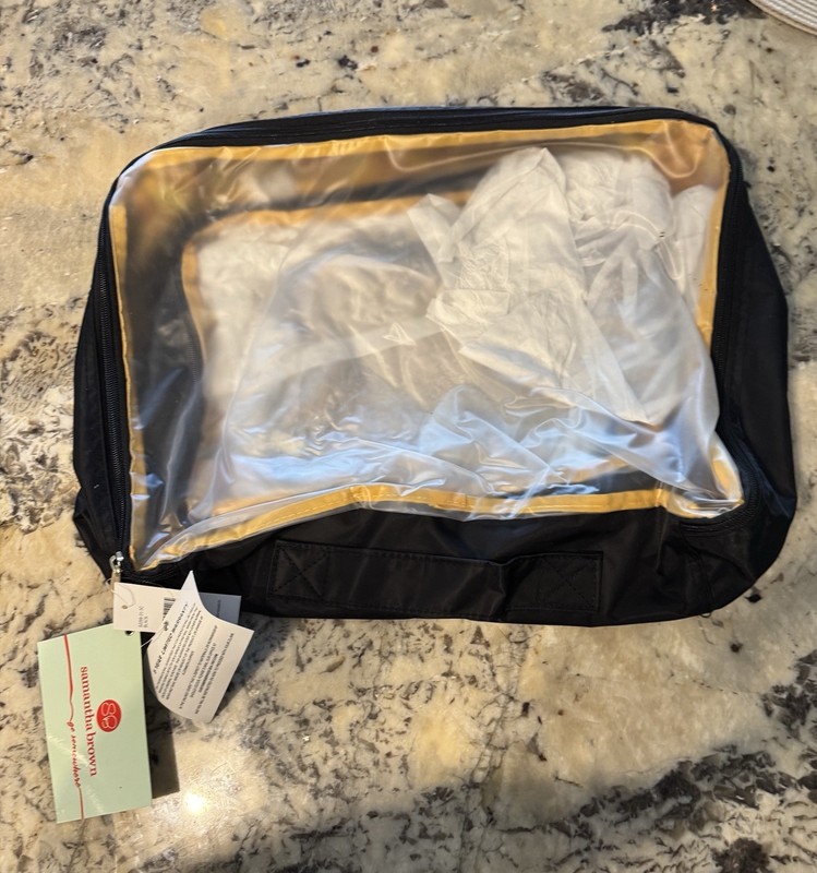 Samantha Brown Packing Cubes Set Black Transparent Top Travel Luggage Organizers