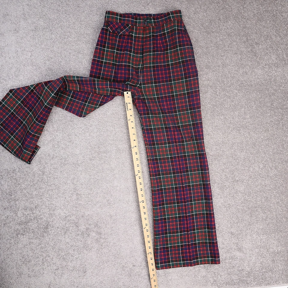 Pantalones plisados 100 % lana a cuadros coloridos talla 10 24x30 de colección para mujer años 70 Foto 4 de 4