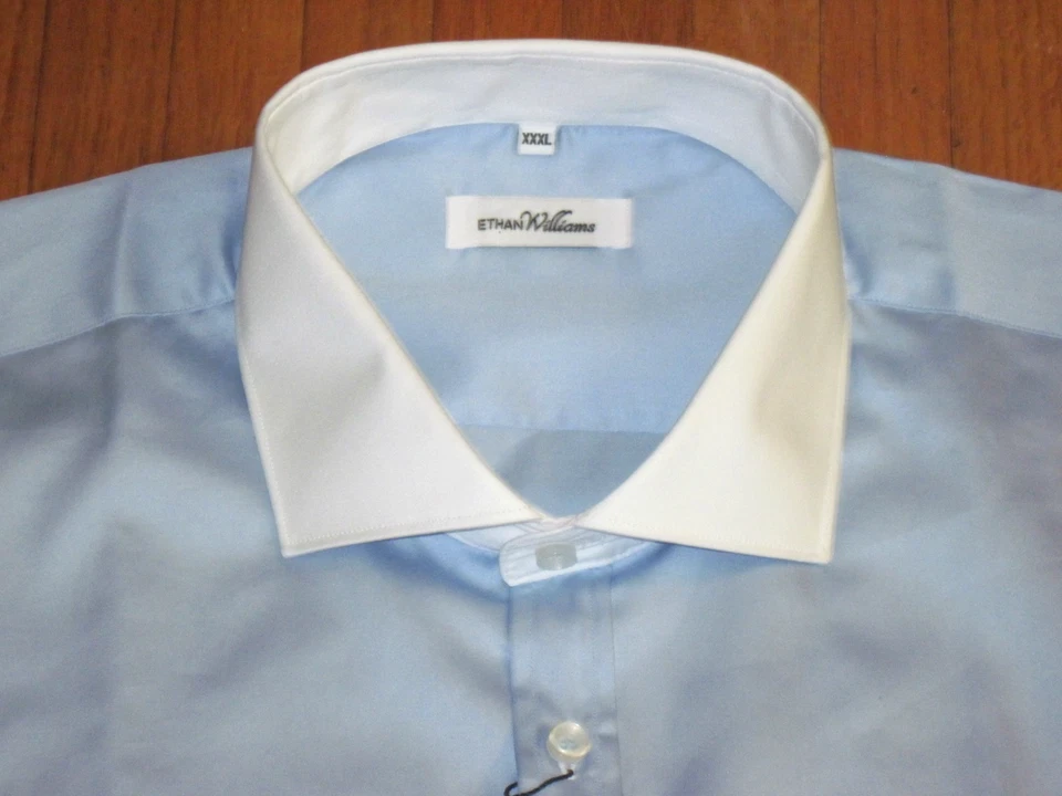 Camisa de vestir Ethan Williams de fácil cuidado azul/blanco cuello/puño manga larga 3XL NUEVA CON ETIQUETAS Foto 2 de 4
