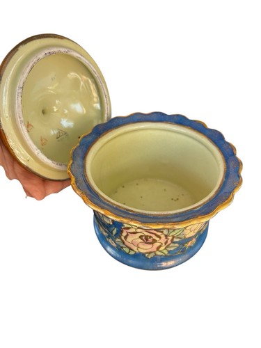 Cloisonné Lidded Ginger Jar Blue Flowers Vintage - Picture 3 of 8
