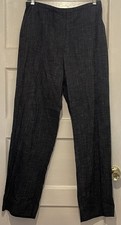 Eileen Fisher Linen Blend Charcoal Flat Front Woman  s Slacks Pants Sz M NWOT
