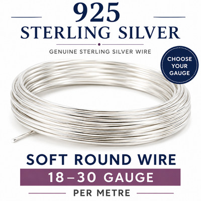 925 Sterling Silber Runddraht weich 18-30 Stärke verkauft pro 1 Meter Länge