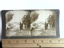 Boiling Down the Sap Stereoview Underwood & Underwood 1900s Curved Mount