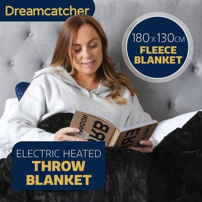 Elektrisch beheizte Überwurf Decke doppelt weich Fleece schwarz große Timer Sofas