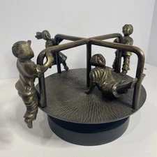 Vintage Solid Brass Merry Go Round Carousel Sculpture 8” 6lb Kids Figurine