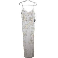 NEW Adrianna Papell Beaded Long Dress Ivory Formal Gown WOMEN 12 FLORAL MAXI