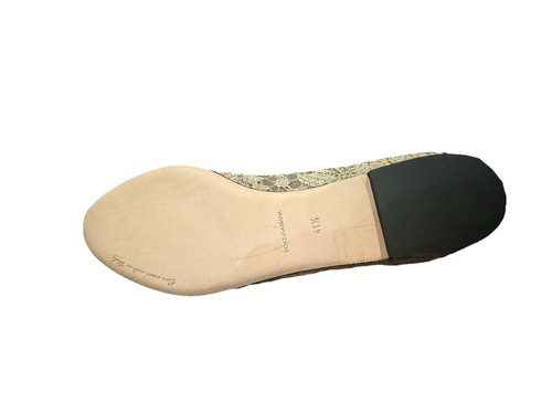 DOLCE&GABBANA Taormina Women Gold Ballet Flats Lace Crystal Loafer Shoes EU41.5 - Picture 6 of 13