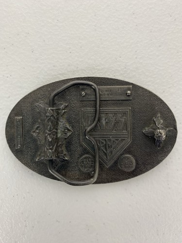 Vintage 1977 KISS Army Belt Buckle Pewter Rock Band Aucoin IMC USA - Picture 7 of 7