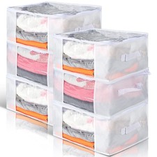 Clear Storage Bags 6 PCS Zippered Plastic Clothes Containers 16x12x8 inch