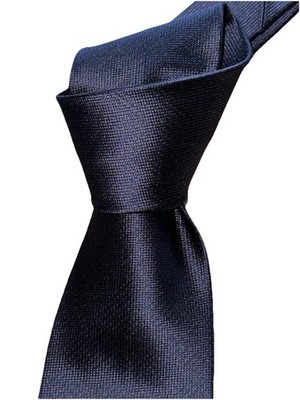 $275 NWOT ISAIA Navy blue solid 3.25  nailshead woven 7 Fold silk neck Tie ITALY