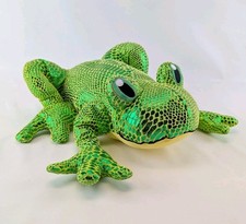 Kellytoy Green Yellow Metallic Spot Frog Plush 16in Large Stuffed Animal Toy
