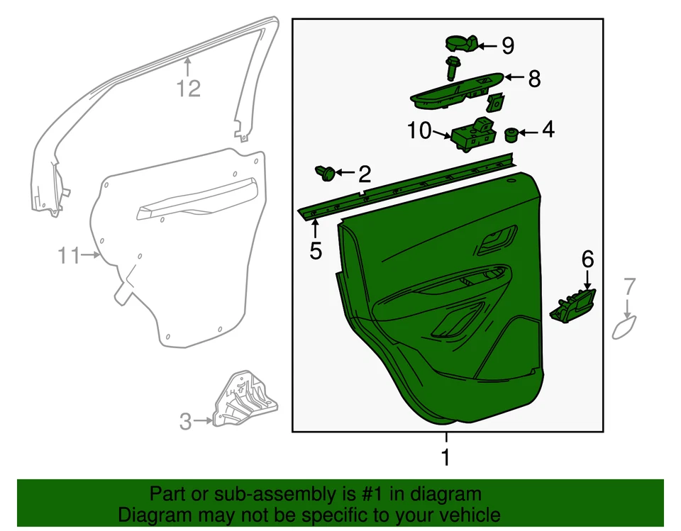 Genuine GM Black Rear Driver Side Door Trim 42772907 Foto 4 de 4