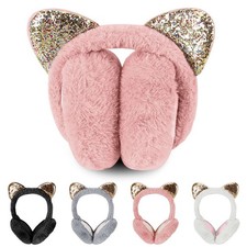 Women Kid Warm Ear Muffs Lovely Earmuffs Cute Shinny Cat Ear Winter Headband