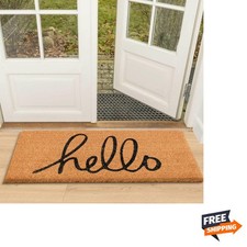 Welcome Mats Outdoor Coco Coir Doormat, with Heavy-Duty PVC Backing - Natural...