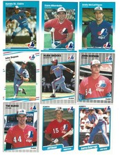 Lot of 9 - Fleer Montreal Expos Baseball Trading Cards - 1987-1990