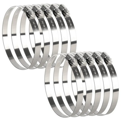 Hose Clamp 5 Inch, 10 Pack Stainless Steel Hose Duct Clamps for 4 to 5 Inch Hose