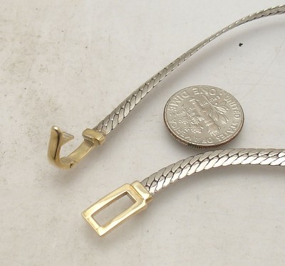 Flaches Schlangenarmband mit Faltschließe Schloss bicolor echt 925 Sterling Silber